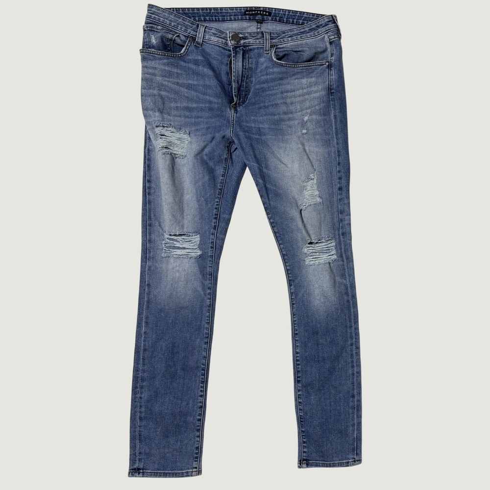 Monfrere Jeans Greyson Stretch Denim Pants Barcelona Wash Skinny Mens 36x24